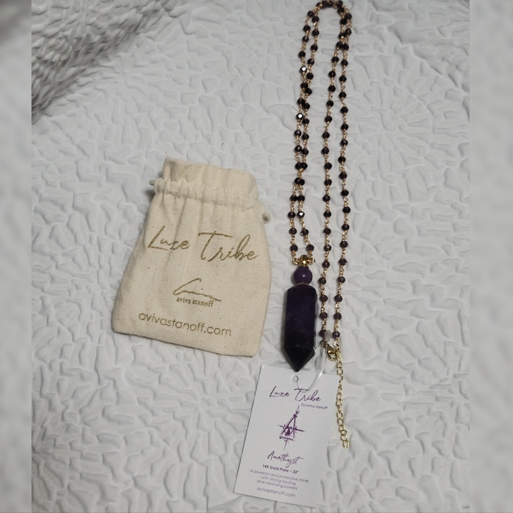 🎋Aviva Stanoff Gemstone Essential Oil Bottle Pendant Necklace - Picture 6 of 10